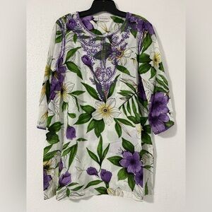 Soft Surroundings Embroidered Tunic Top